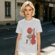 Olive T-Shirt With Crane Playing Cello Red Moon Art Print