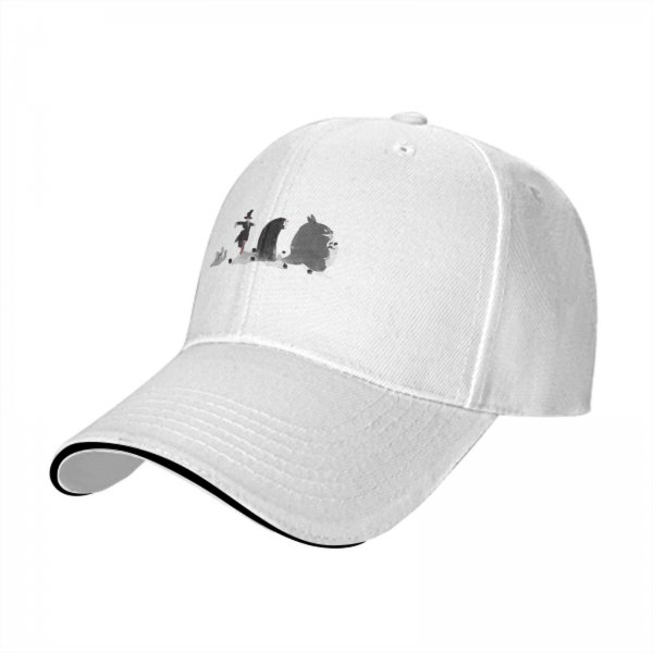 Black Baseball Cap With Studio Ghibli Character Silhouette Print