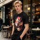 Olive T-Shirt with Halloween Axolotl Candy Corn Art