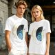 Olive T-Shirt with Crescent Moon London Skyline Flying Figures Print
