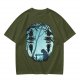 Olive T-Shirt With Silhouetted Forest Scene And Two Figures