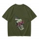 Olive T-Shirt With Party Skull Wearing Pink Shutter Shades