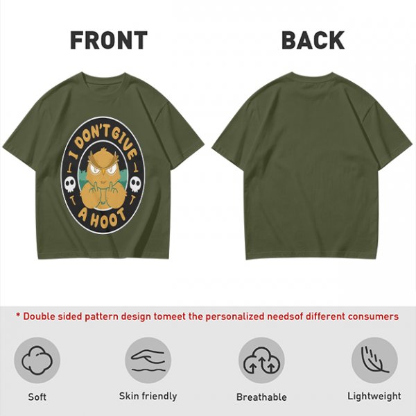 Owl giving middle finger funny graphic olive green t-shirt