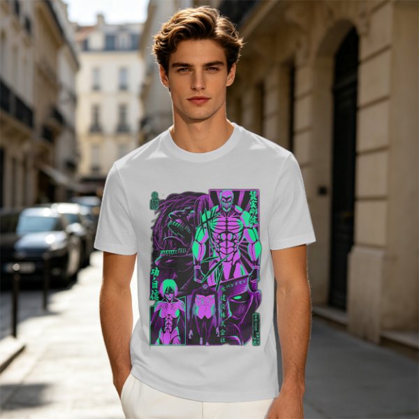 Attack on Titan Anime Villains Neon Graphic T-Shirt