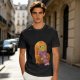 Olive Green T-Shirt with Cozy Frog in Pumpkin Hat Graphic