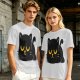 Olive T-Shirt with Relaxed Black Cat Graphic Design