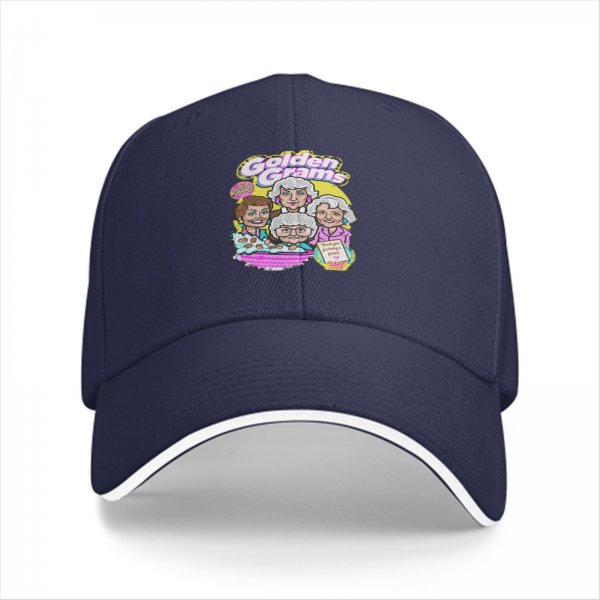 Black baseball cap with Golden Grams Themed Graphic Print