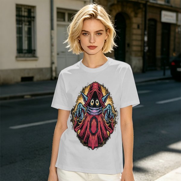 Orc-like magical creature graphic olive green t-shirt