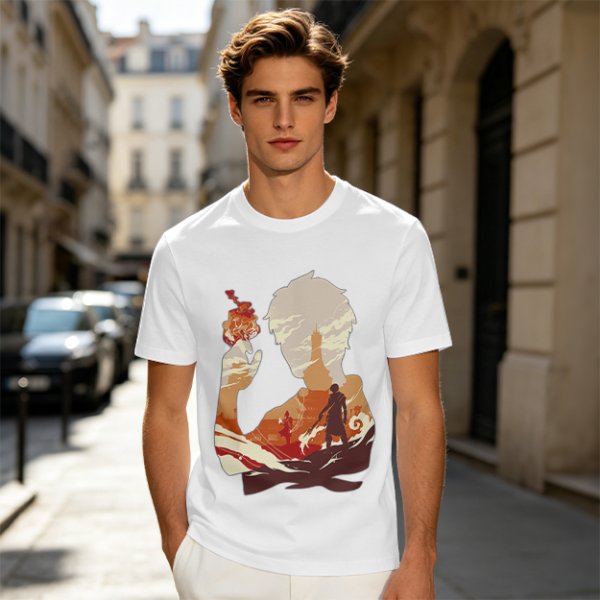 Anime Fire Bender Silhouette Graphic T-Shirt