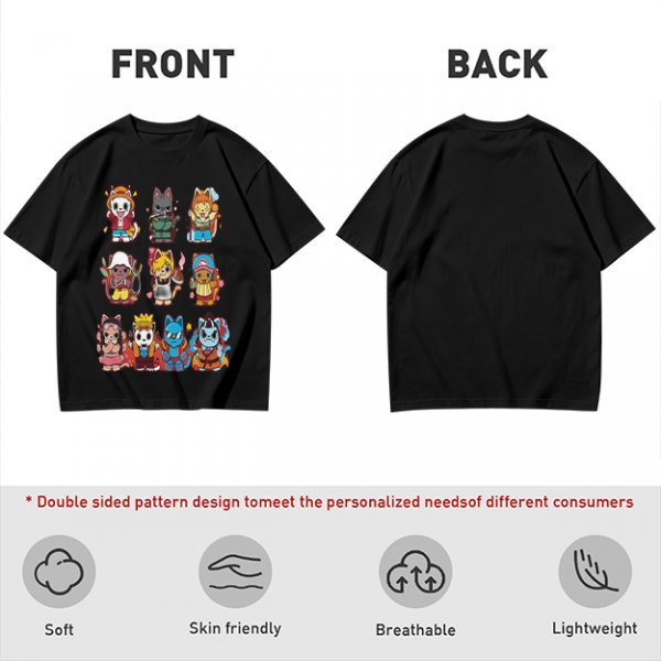 Olive T-Shirt With Cute Anime Cat Character Print