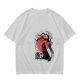 Olive T-Shirt with Black Cat and Red Moon Gothic Art Print