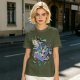 Olive t-shirt with whimsical bento box animal graphic print