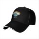 Black baseball cap with cartoon Earth graphic and 'I HATE PEOPLE' text