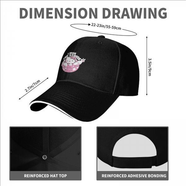 Black baseball cap with muscular Hello Kitty graphic and I Took The Stairs text