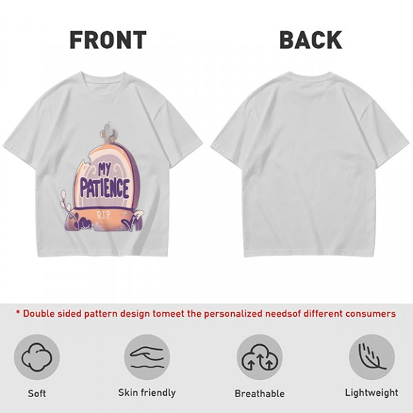 Olive T-Shirt With 'My Patience' Gravestone Graphic Print