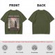 Olive T-Shirt with Japanese Shinto-inspired Window Landscape Print