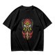 Olive T-Shirt with Tribal Warrior Mask and Horse Graphic Print