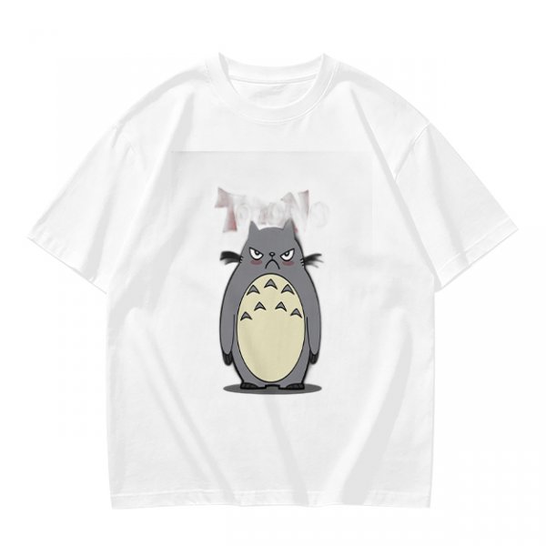 Olive T-shirt with Angry Totoro Graphic Print