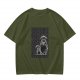 Olive green graphic tee with Totoro family illustration