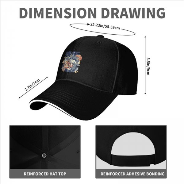 Black Baseball Cap With Ramen Raccoon Graphic Print
