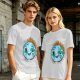 Olive T-shirt with Worn Burning Earth Graphic and 'Fine Thanks' Text