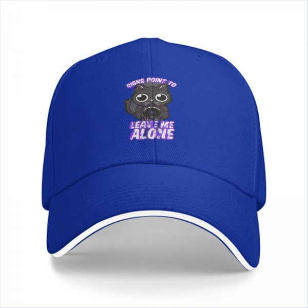 Black Baseball Cap With 'Signs Point To Leave Me Alone' Cat Graphic
