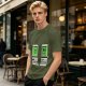 Olive T-shirt with pixel art retro computer characters print