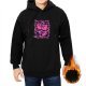 Black Hoodie with Pink and Purple Bear Graphic Print