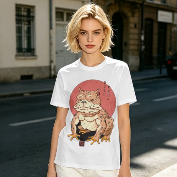 Olive Green T-Shirt With Bulldog Frog Hybrid Graphic Print