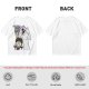 Olive graphic tee with Wednesday and Enid cartoon wolf design