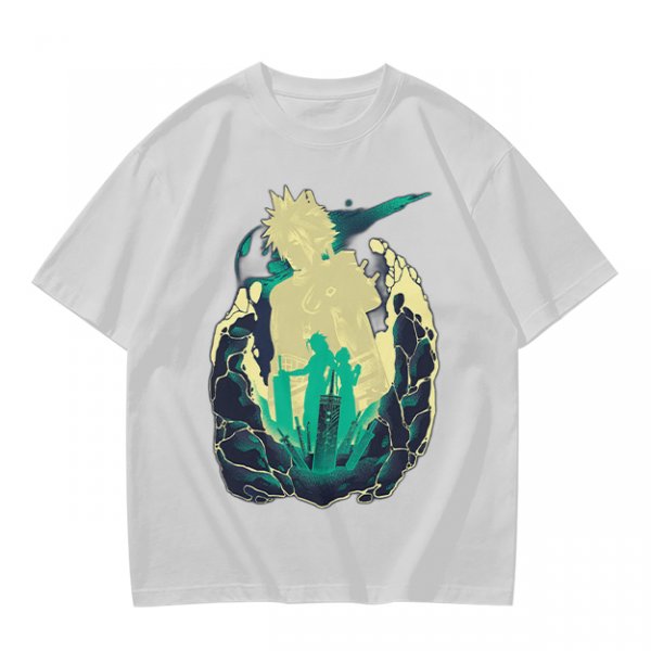 Anime Silhouette Graphic Olive Green Short Sleeve T-Shirt