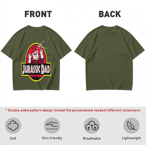 Olive T-Shirt with Jurassic Dad Dinosaur Graphic Print