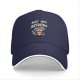 Black baseball cap with 'Just Here For The Snacks' raccoon graphic