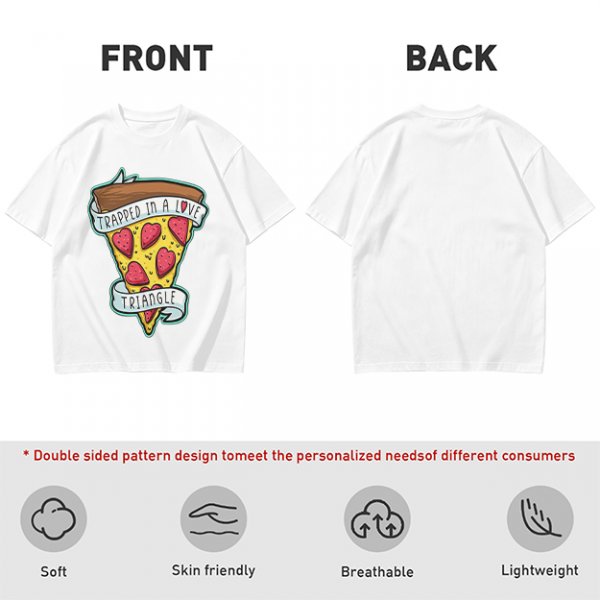 Olive T-Shirt With Pizza Slice 'Trapped In A Love Triangle' Print