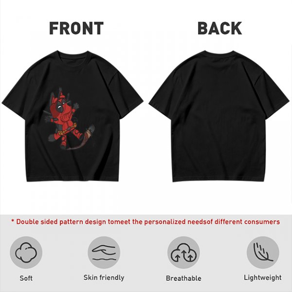 Olive Green T-Shirt With Cute Deadpool Dog Graphic Print