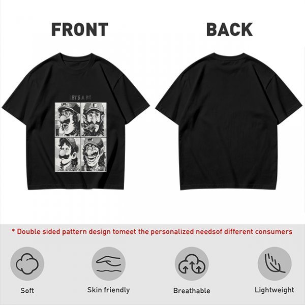 Olive T-Shirt with Retro Mario Brother Character Grid Art