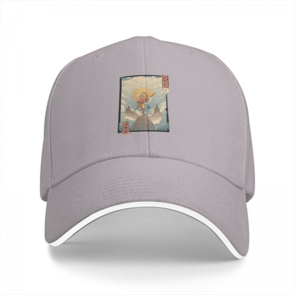 Black Baseball Cap with Japanese Style Mountain Figure Art Print