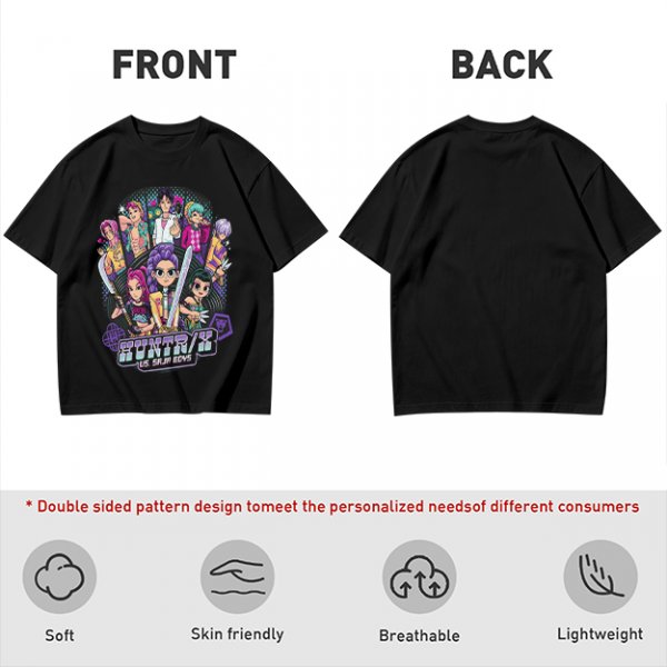 Olive Graphic Tee with Anime Character Group Print