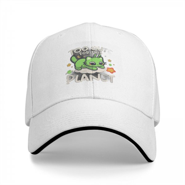 Too Cute For This Planet Alien Cat Graphic Baseball Cap