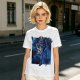 Olive T-Shirt with Cosmic Anime Character Graphic Print
