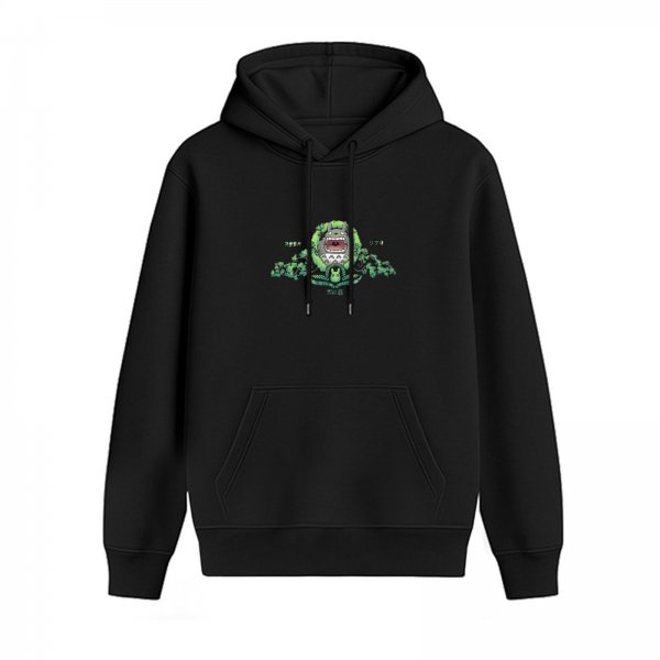 Black hoodie with Totoro nature graphic print