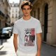 Olive graphic t-shirt with a tired raccoon office worker and 'I Just Work Here' text