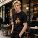 Olive Green T-Shirt With Sun And Dark Figure Graphic Print
