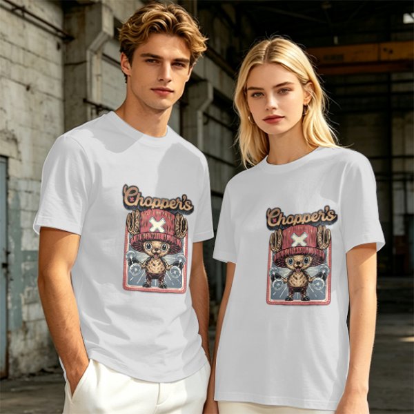 Olive T-Shirt with Tony Tony Chopper Lifting Weights Graphic
