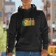 Black hoodie with Defiant Jazz cartoon band graphic