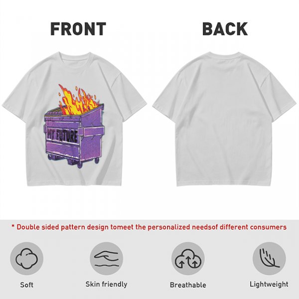 Olive T-Shirt With Burning Dumpster 'My Future' Graphic