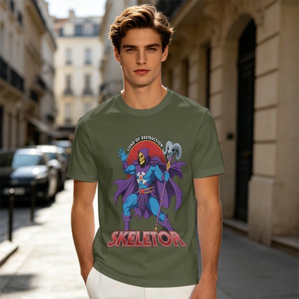 Skeletor Lord of Destruction Graphic Olive T-Shirt