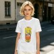 Olive green graphic t-shirt with dumpling pun and steamer illustration