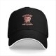 Black baseball cap with 'It's Official I've Gone Insane' cat graphic