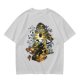 Olive Green T-Shirt With Mystical Cat Silhouette Graphic Print